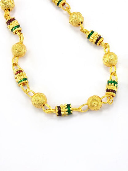 Gold-Plated Brass Necklace with Meenakari