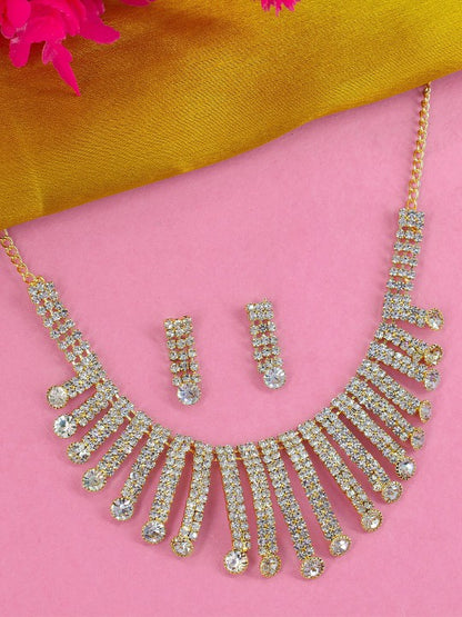 Gold-Plated CZ Studded Jewellery Set