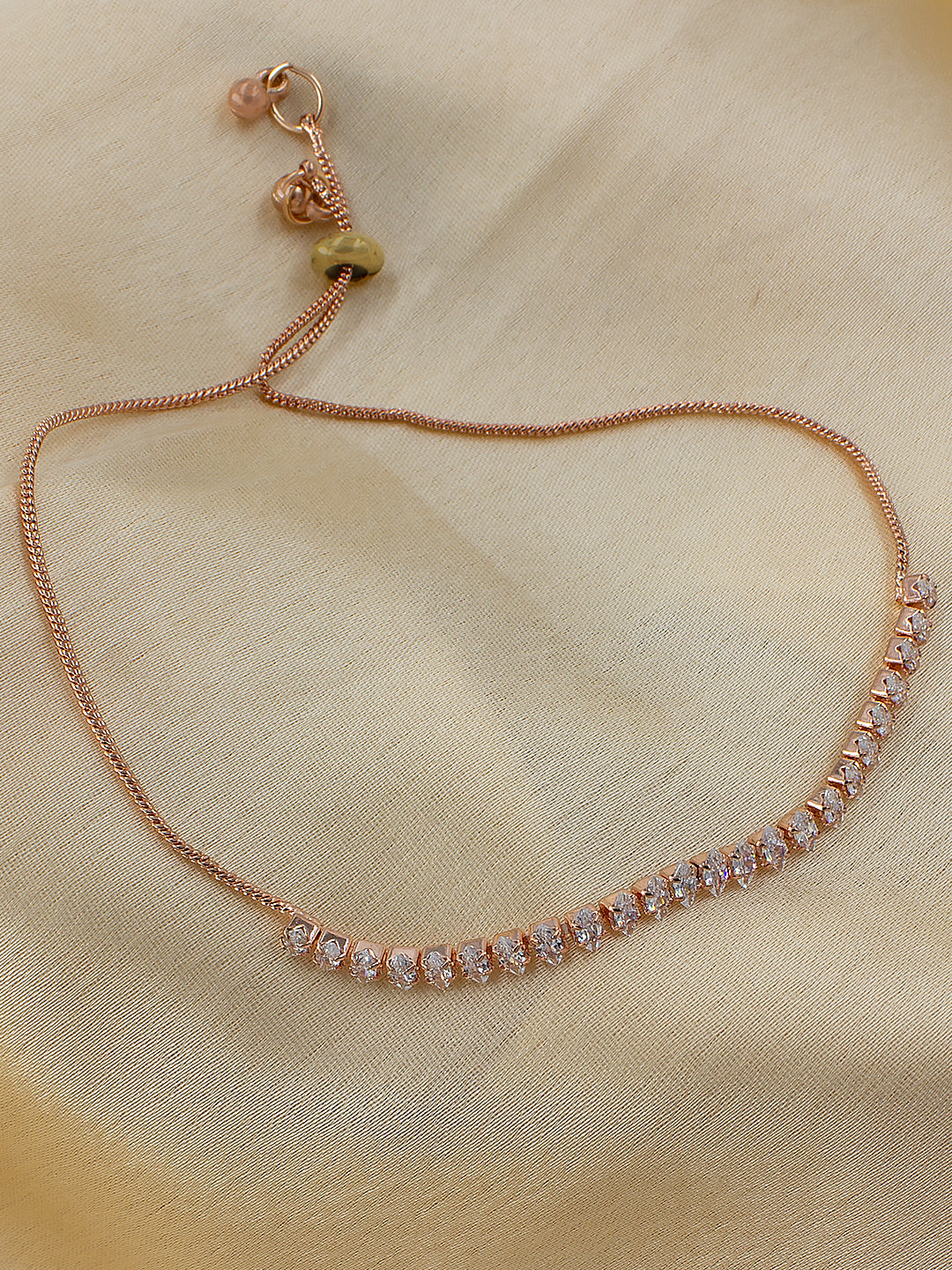 Rose Gold Plated American Diamond Adjustable Bracelet