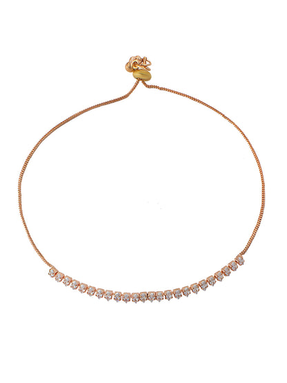 Rose Gold Plated American Diamond Adjustable Bracelet