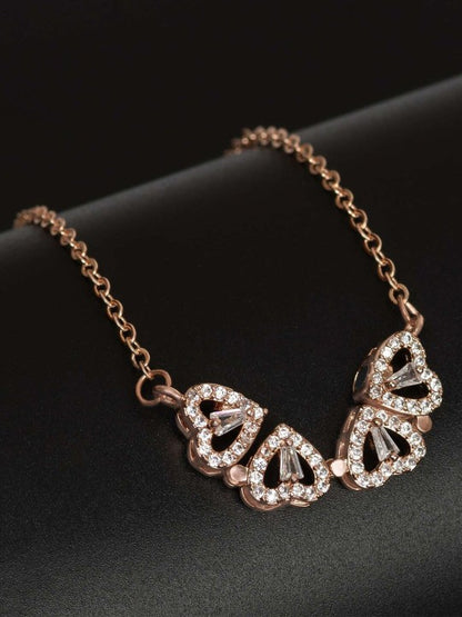 Rose Gold AD Magnetic Heart Trendy Necklace