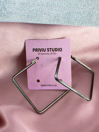 Silver Plated Square Hoop Earrings