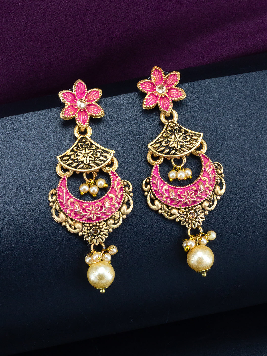 Gold-Plated Pink Classic Drop Earrings