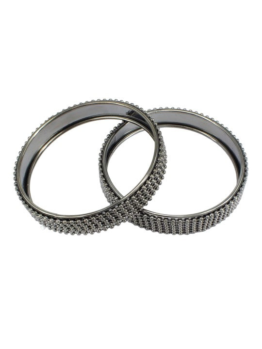 Set of 2 Gun Metal Beaded Bangle Set