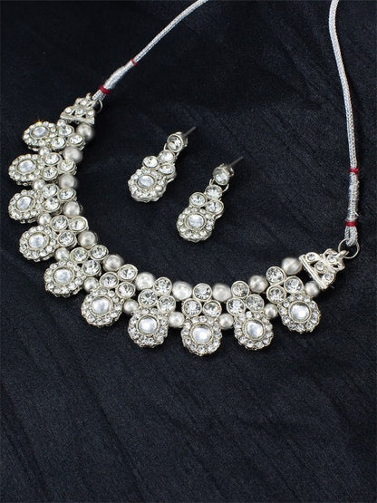 Silver Plated Stone Studded Jewellery Set