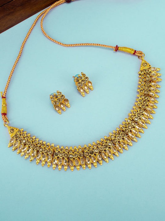 Gold Plated Stones Studded Jewellery Set