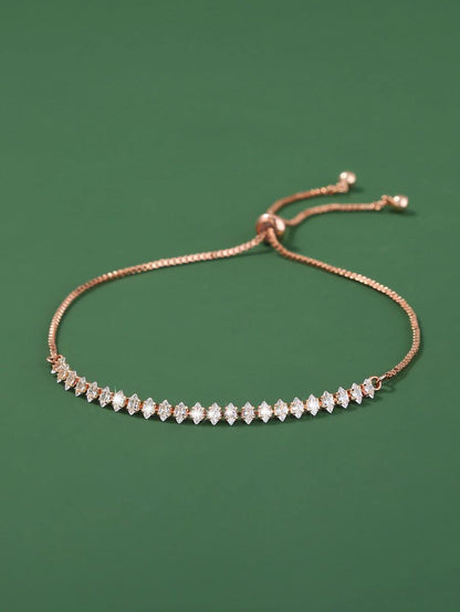 Rose Gold Plated American Diamond Adjustable Bracelet