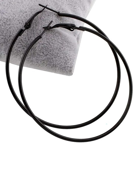 Black Large Circular Hoop Earrings