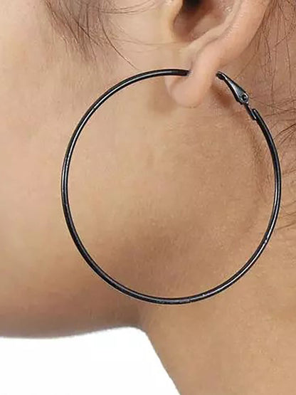 Black Large Circular Hoop Earrings