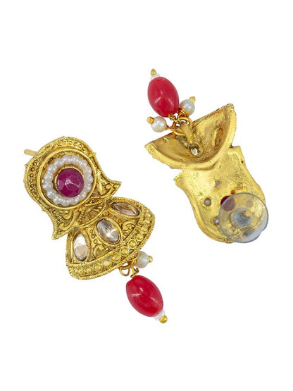 Gold-Plated Jhumki Design Stone-Studded Jewellery Set