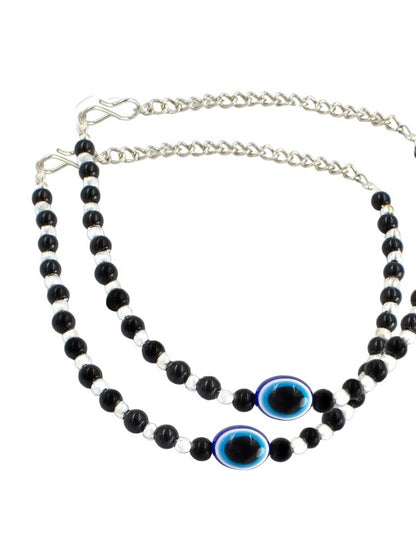 Pair of Evil Eye Beaded Anklets For Women