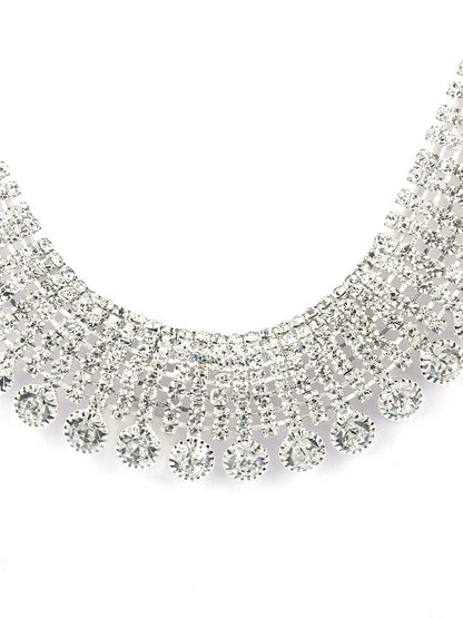 Silver-Plated Cubic Zirconia Studded Jewellery Set