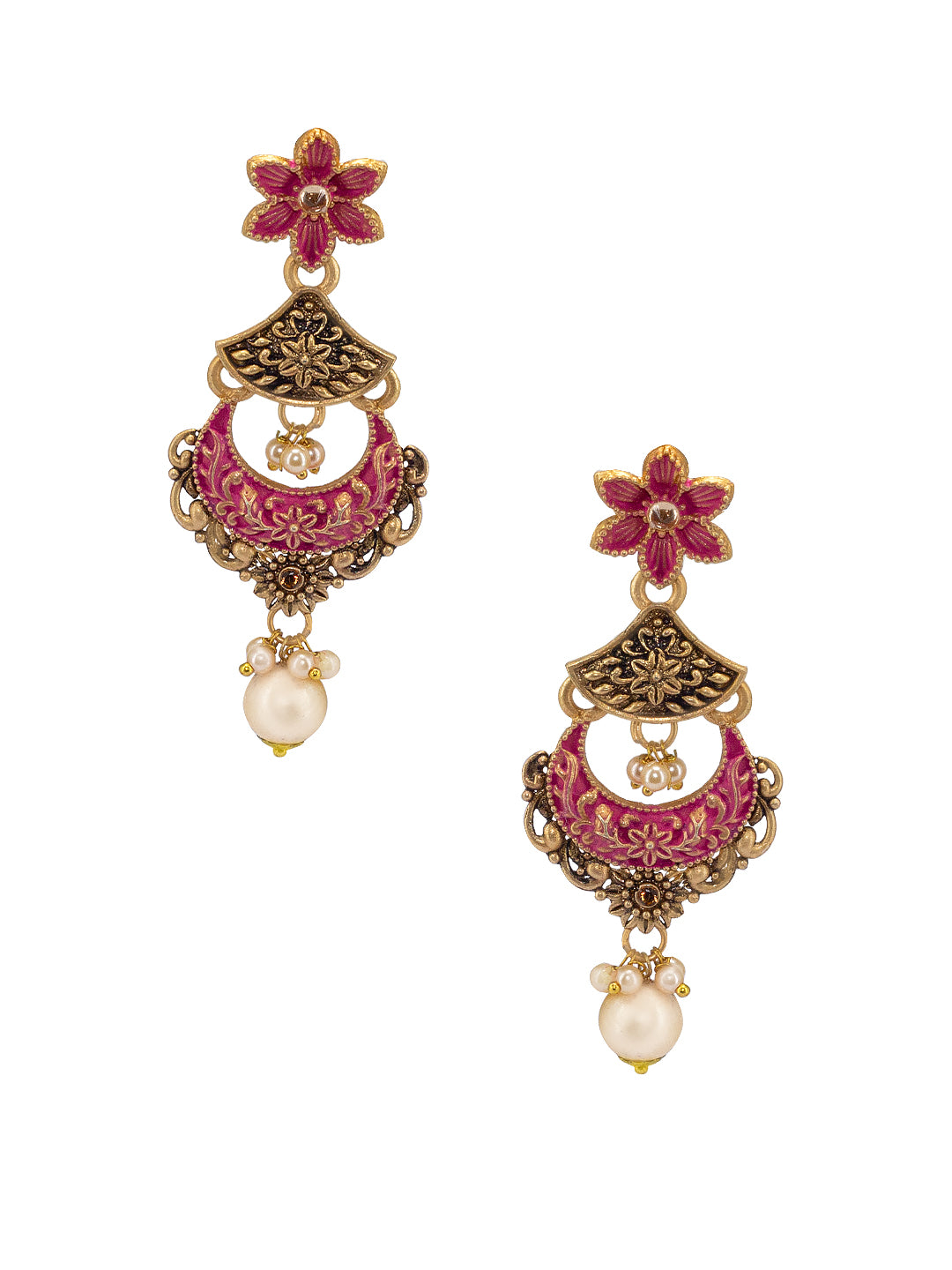 Gold-Plated Pink Classic Drop Earrings