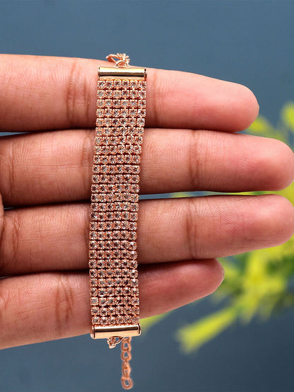 Rose Gold Plated CZ Studded Bracelet For Women