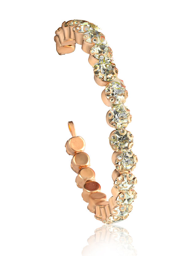 Rose Gold Plated CZ Studded Cuff Bracelet For Girls