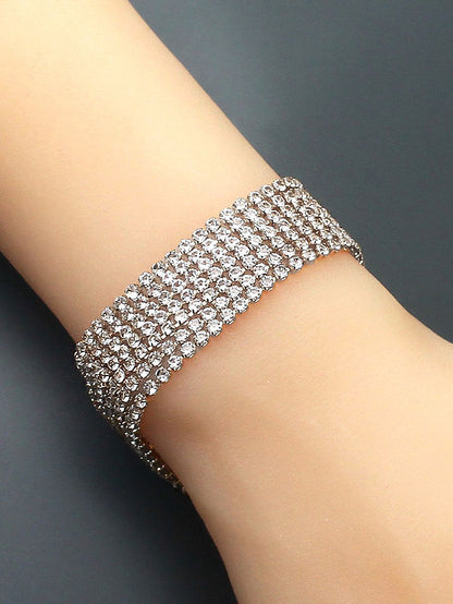 Silver Plated CZ Studded Adjustable Bracelet For Women