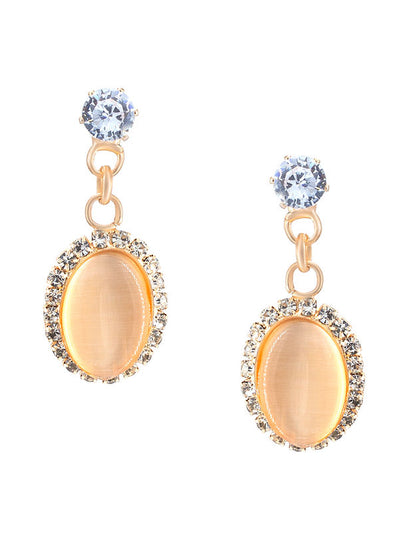 Gold Plated Pearl Studded Pendant Set With Matching Earrings