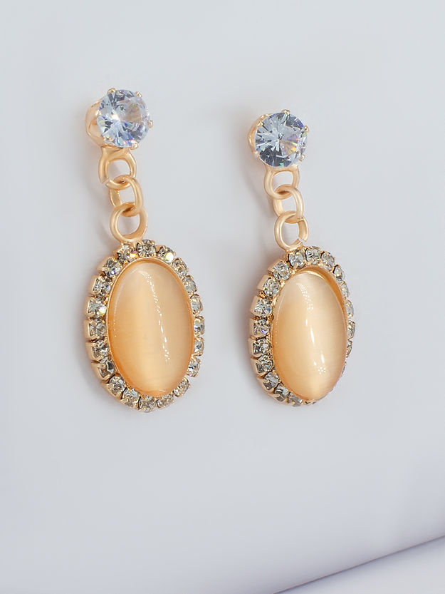 Gold Plated Pearl Studded Pendant Set With Matching Earrings