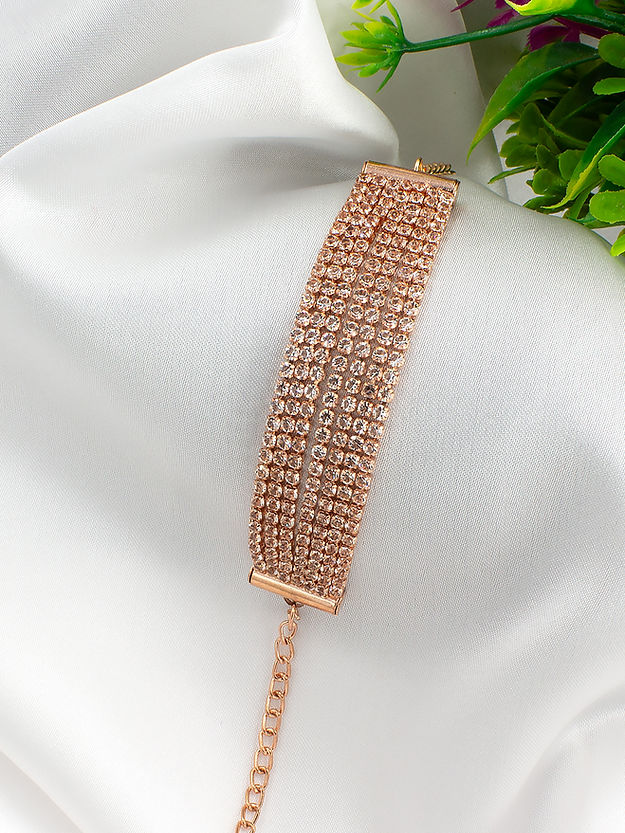 Rose Gold Plated CZ Studded Bracelet For Women