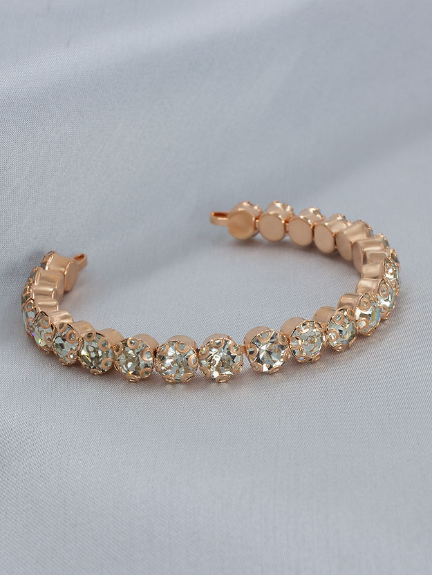 Rose Gold Plated CZ Studded Cuff Bracelet For Girls