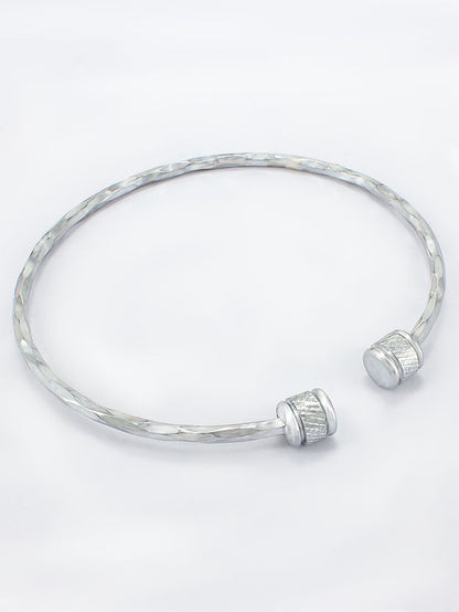 Pack of 2 Silver Plated Stainless Steel Kada Trendy Bracelet