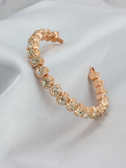 Rose Gold Plated CZ Studded Cuff Bracelet For Girls