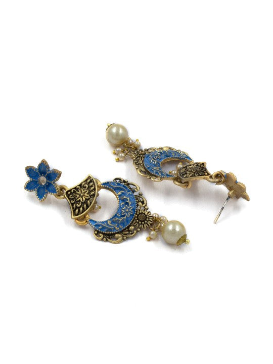 Gold-Plated Blue Classic Drop Earrings