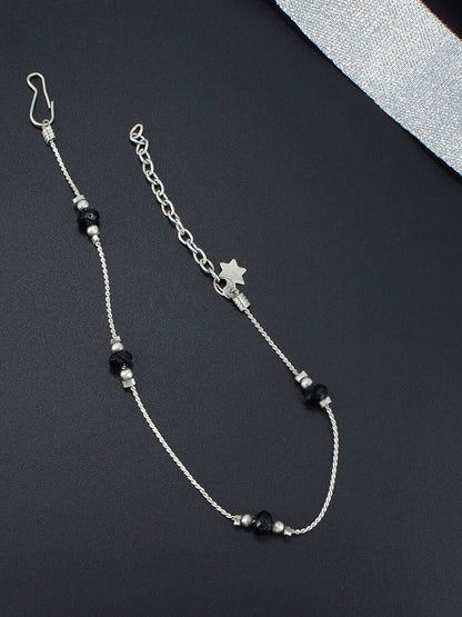 Silver-Plated Beaded Artificial Beads Anklet