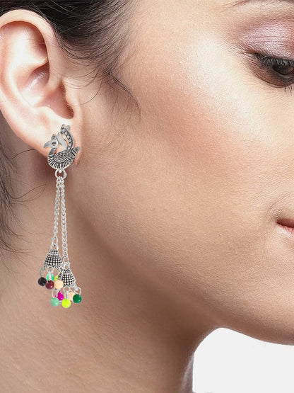 Silver Plated Peacock Shaped Jhumkas