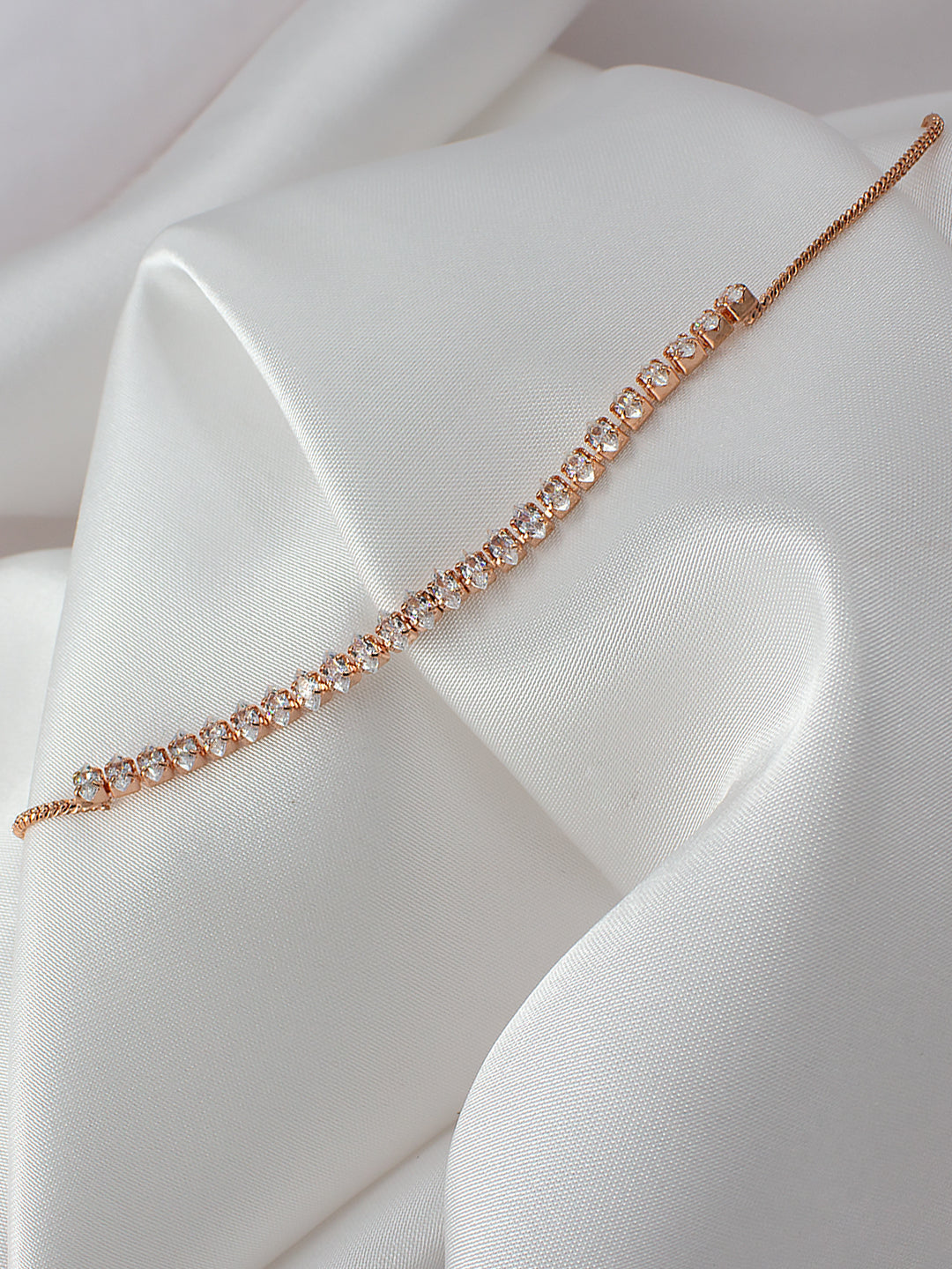 Rose Gold Plated American Diamond Adjustable Bracelet