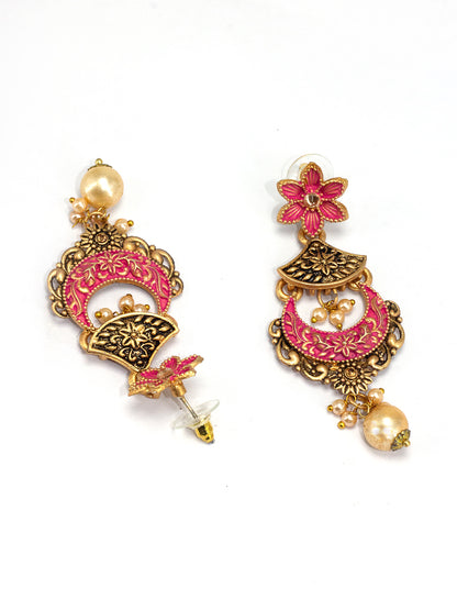 Gold-Plated Pink Classic Drop Earrings