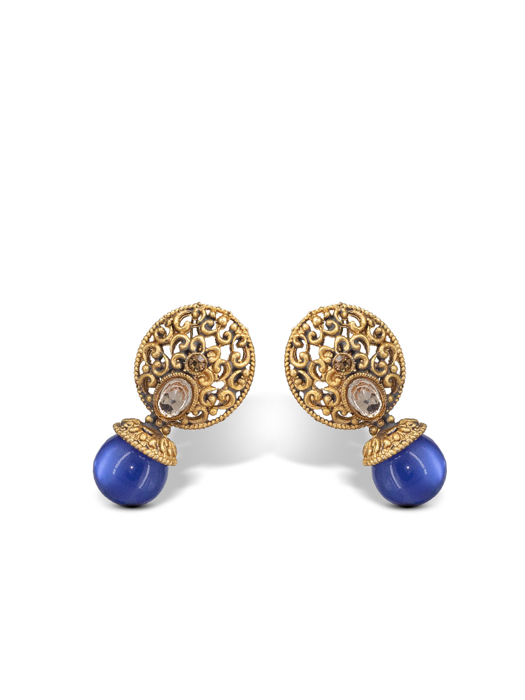 Gold Plated Blue Drop Earrings