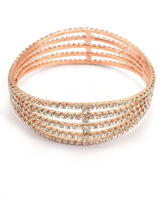 Rose Gold Rhinestone Studded Bangle