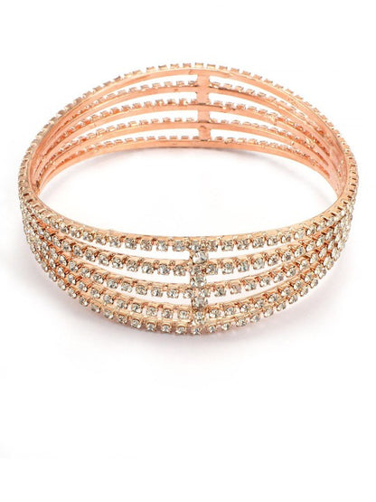 Rose Gold Rhinestone Studded Bangle