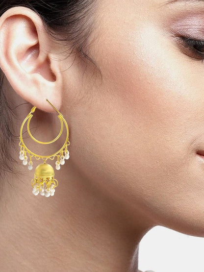 Gold-Plated Hoop Jhumka Earrings