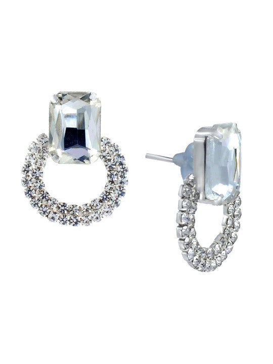 Silver Plated CZ Studded Stud Earrings