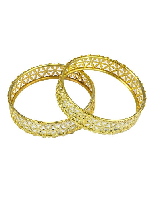 Set of 2 Gold Plated Floral Bangles