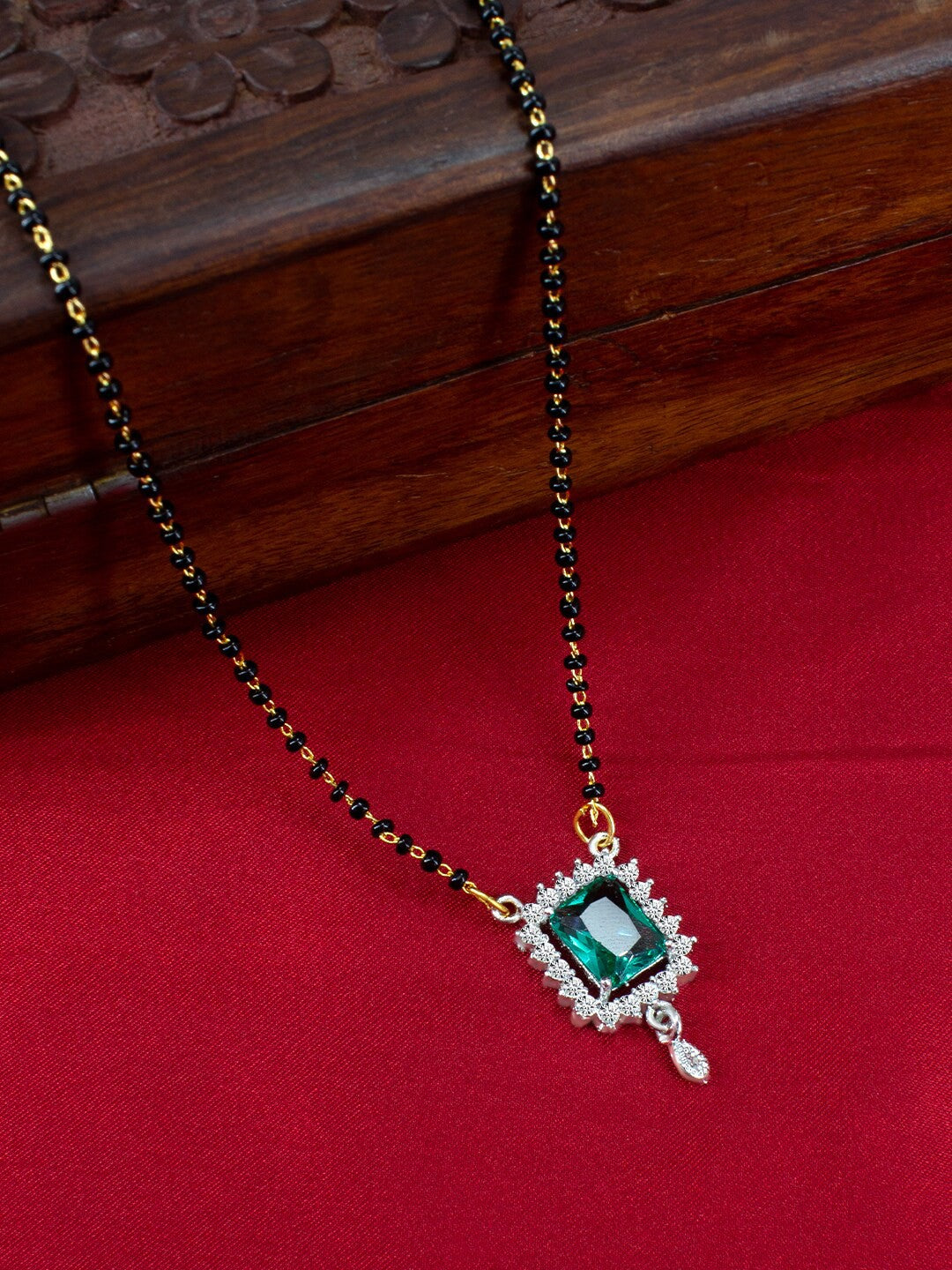 Green American Diamond Studded Mangalsutra