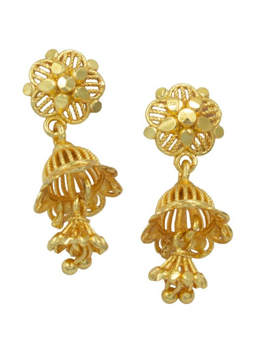 Gold-Plated Dome Shaped Drop Earrings