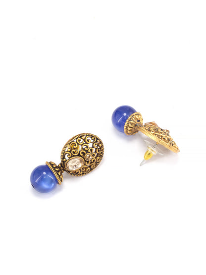 Gold Plated Blue Drop Earrings