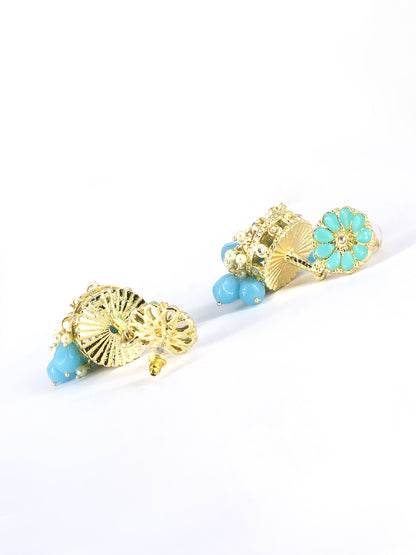 Blue Classic Gold Plated Jhumkas Earrings