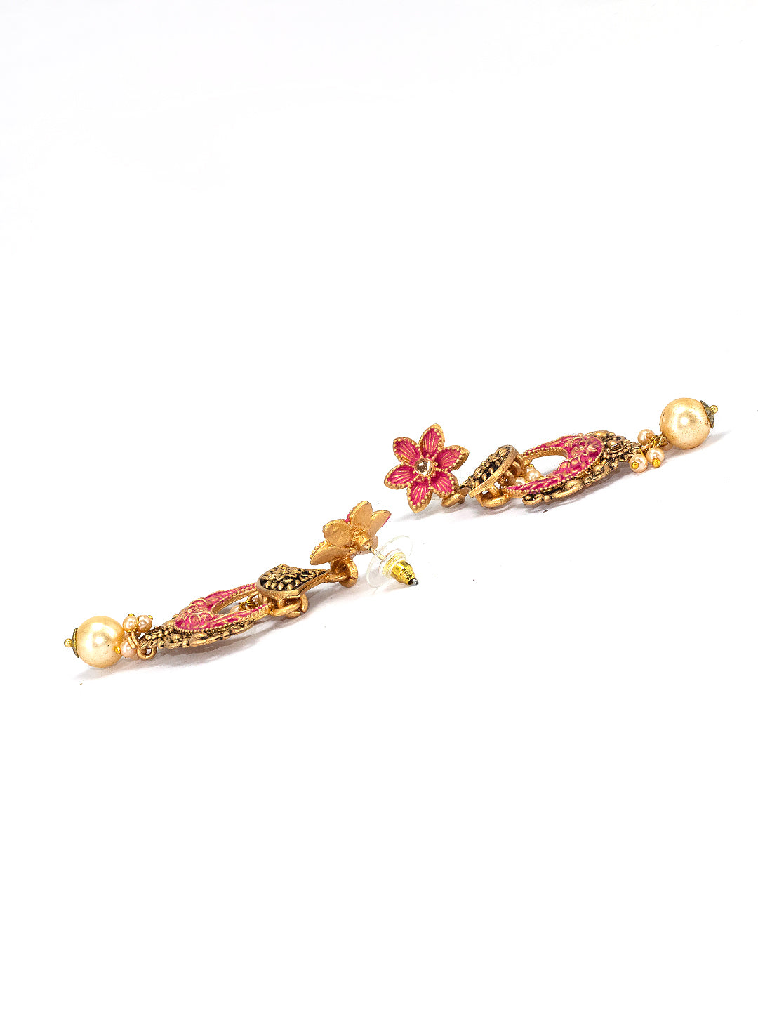 Gold-Plated Pink Classic Drop Earrings