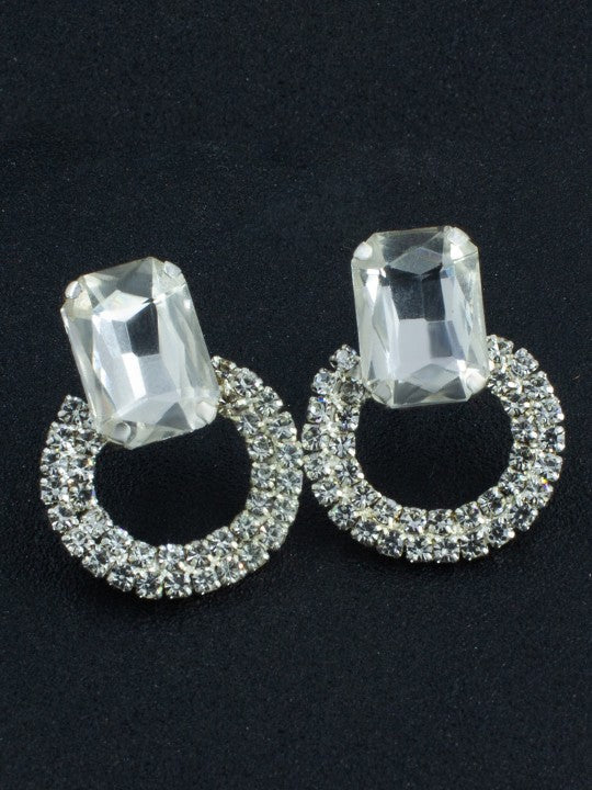 Silver Plated CZ Studded Stud Earrings