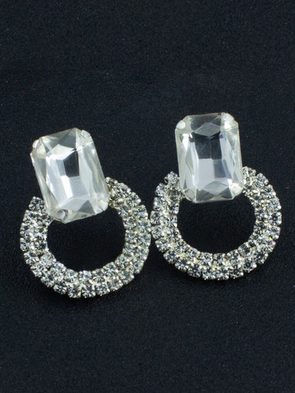 Silver Plated CZ Studded Stud Earrings