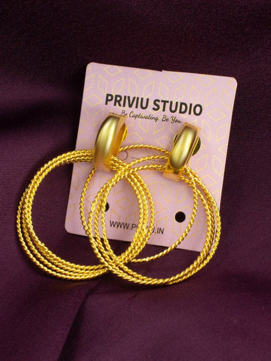 Gold Plated Circular Dangle Earrings