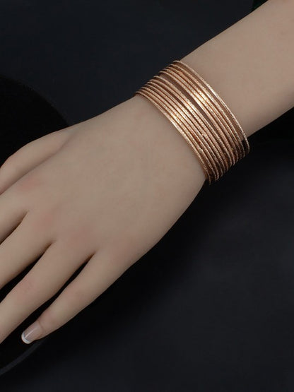 Set of 12 Rose Gold Toned Metallic Bangle Set