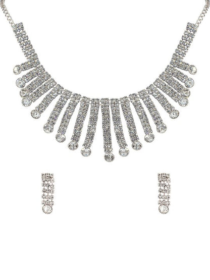 Silver-Plated CZ Studded Jewellery Set