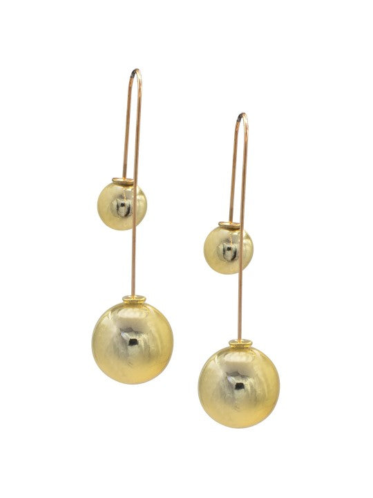 Gold Plated Artificial Beaded Quirky Drop Earrings