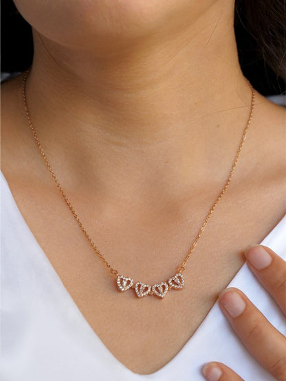 Rose Gold AD Magnetic Heart Trendy Necklace