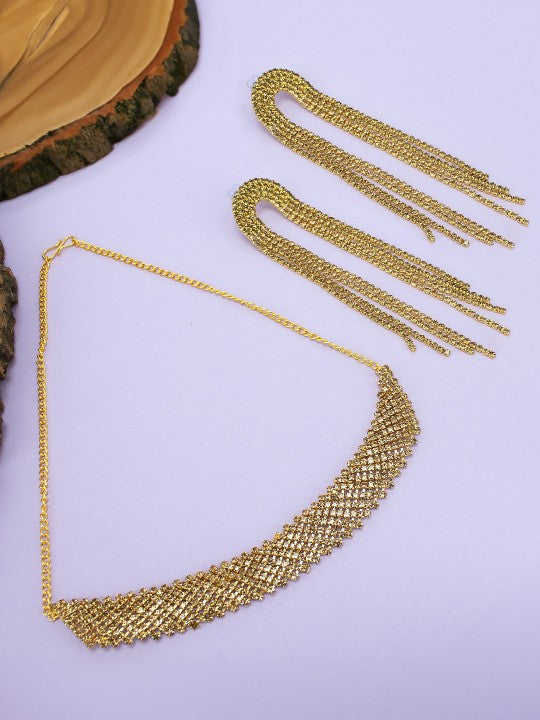 Gold Plated Cubic Zirconia Studded Jewellery Set